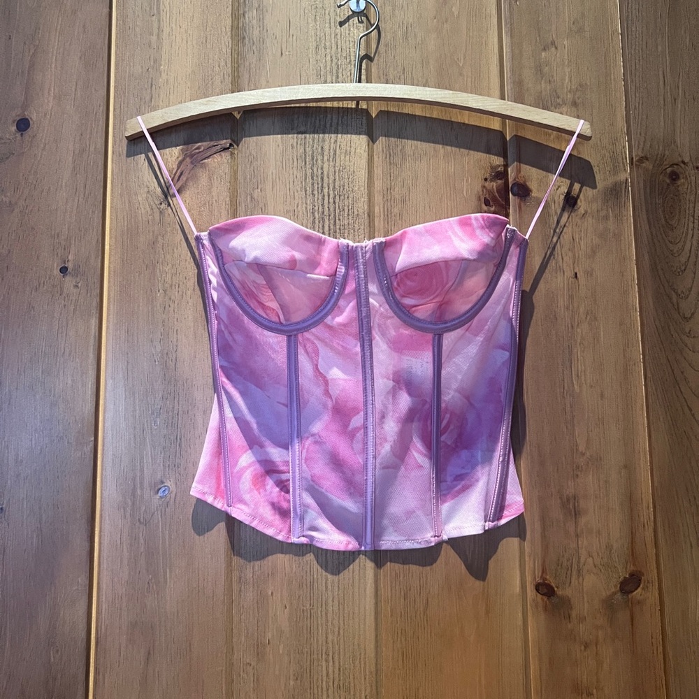 Edikted Pink Rose Corset Top